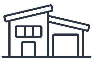 Skizze eines Einfamilienhauses mit Garage